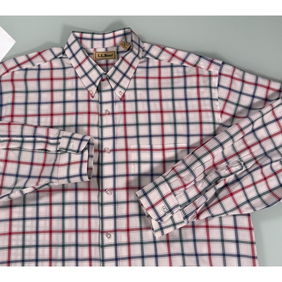 L.L. Bean Other - VTG 90s LL BEAN White Check 100% Cotton Mens Button Down Casual Shirt - XL